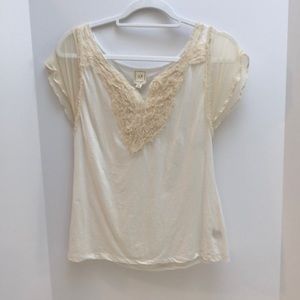 1.9 Brand Medium Creme Blouse with sheer sleeves.